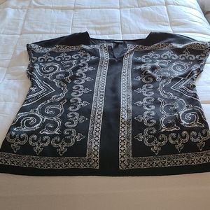 Talbots cap sleeve bandana print popover